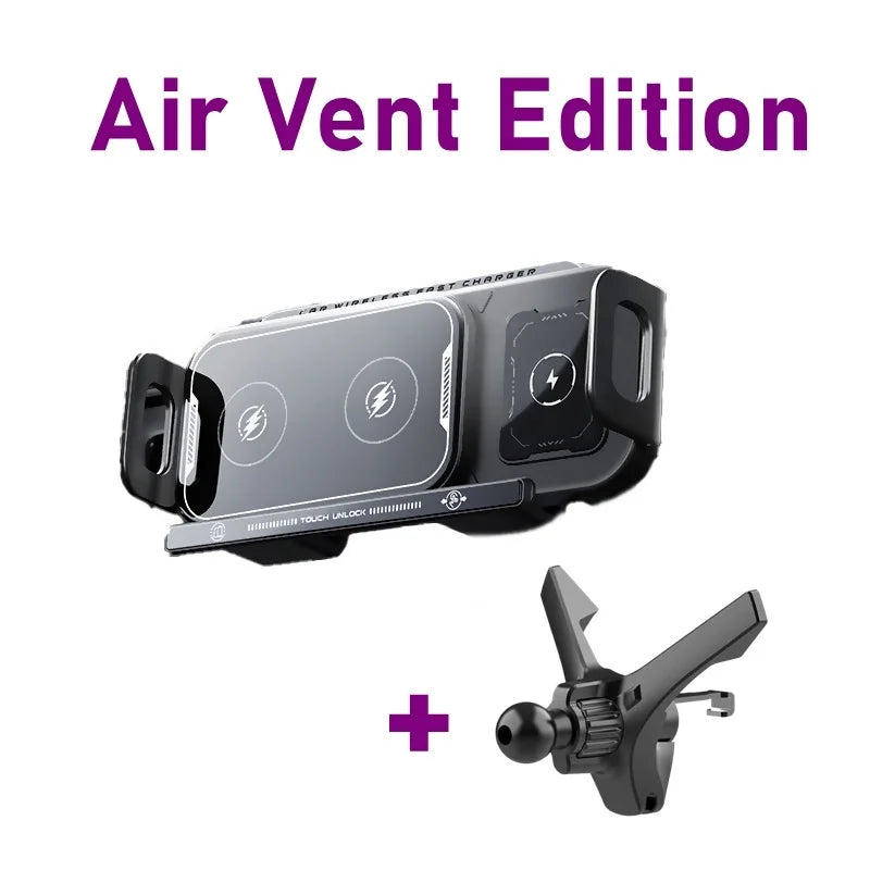 15W Universal Car Phone Wireless Charger Holder 360° Rotation Mount for Samsung Galaxy Fold 6 5 4 3 Z Flip S25 S24 Iphone 16 15