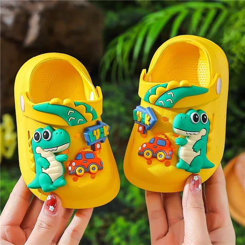 Summer Kids Sandals Children's Shoes Slippers Soft Anti-Skid Cartoon DIY Design Hole Baby Shoes Dinosaur Beach For Boys Girls
