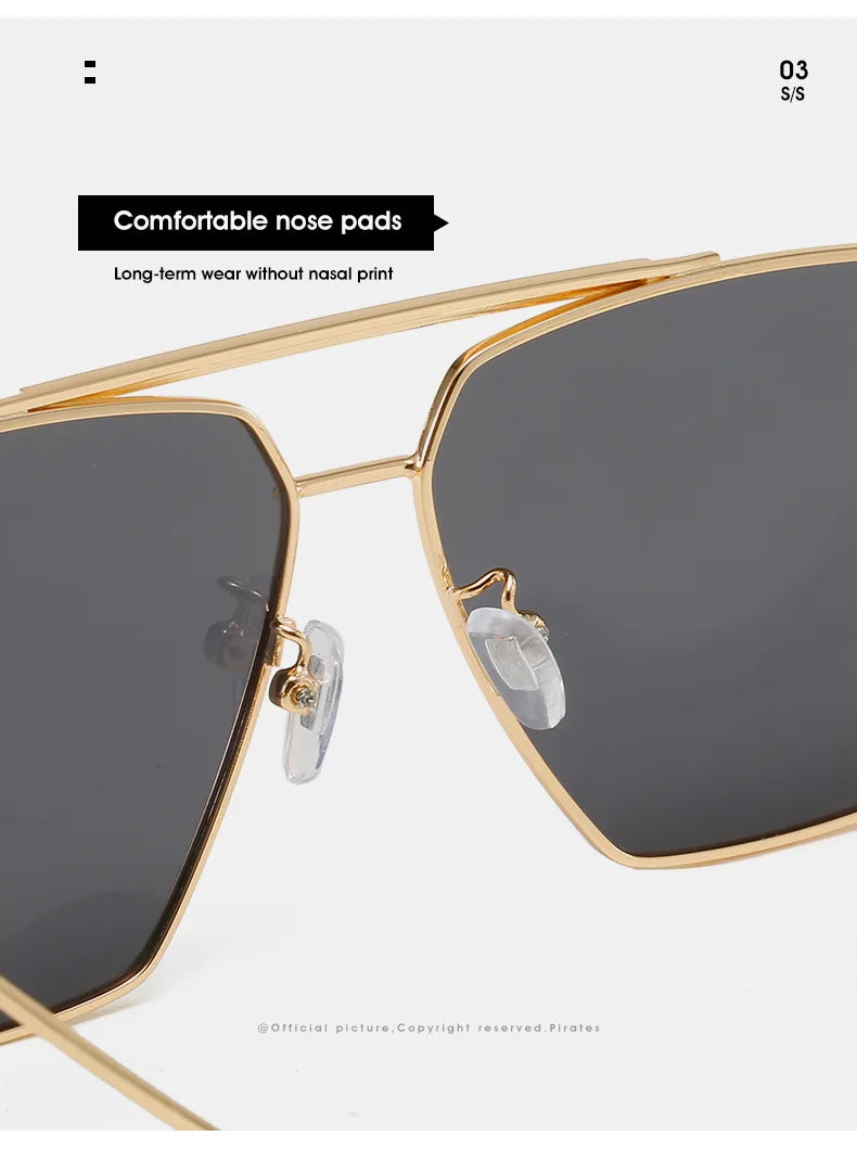 Polarized Sunglasses For Women Men Classic Brand Reflective Lens Square Trendy Sunglasses Woman High Quality Metal UV Protective