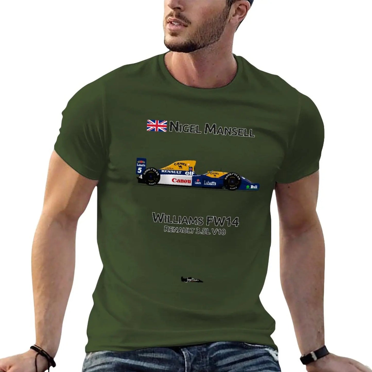 Nigel Mansell - Williams FW14 T-Shirt heavyweight t shirts oversized t shirt big and tall t shirts for men