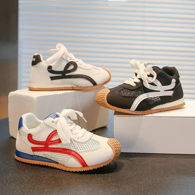 Children's Sneakers Four Seasons 3-18 Years Old Mesh Breathable Boys Girls Tennis Shoes Blue Hundred Non-slip Kids Single Shoes