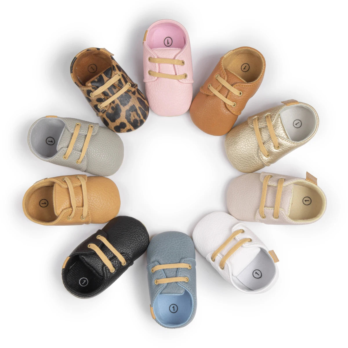 KIDSUN Toddler Baby Shoes Boys Girls Ankle Sneakers Soft Anti-Slip Sole PU Leather Moccasins Infant Newborn Prewalker First