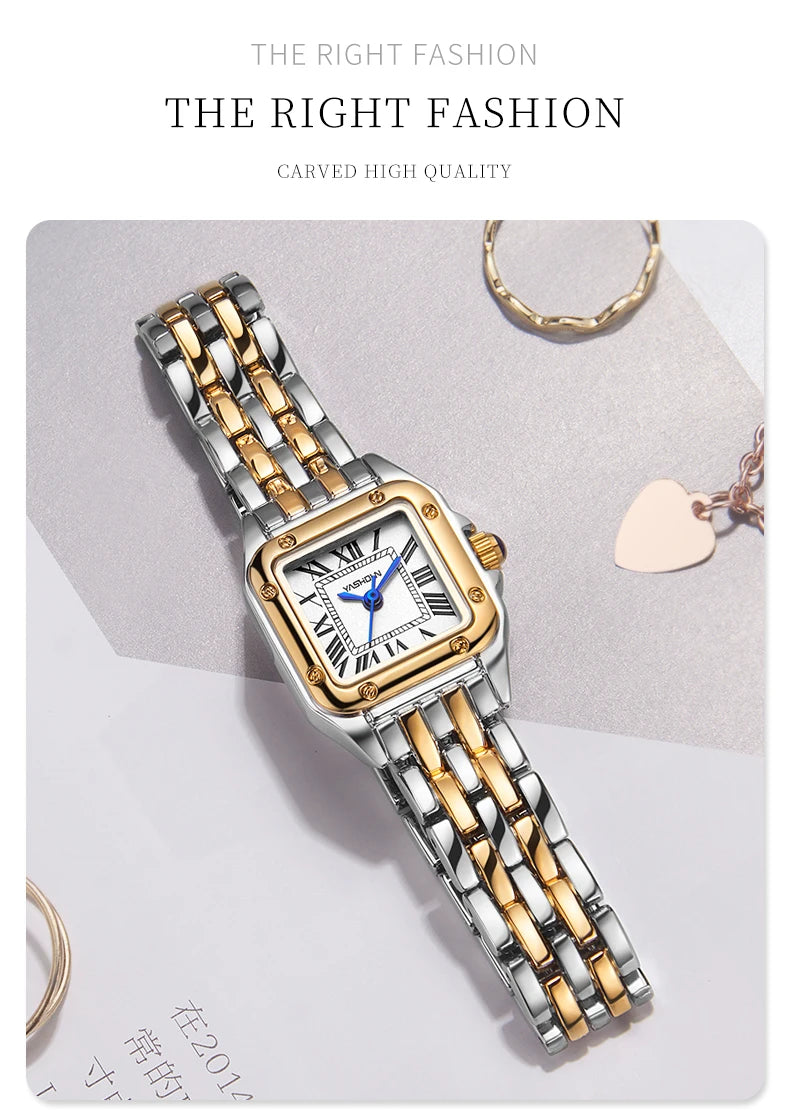 YASHIDUN Fashion Women Watch Stainless Steel Luxury Ladies Quartz Watches Business Female Clock Bracelet Wristwatch Women Gift