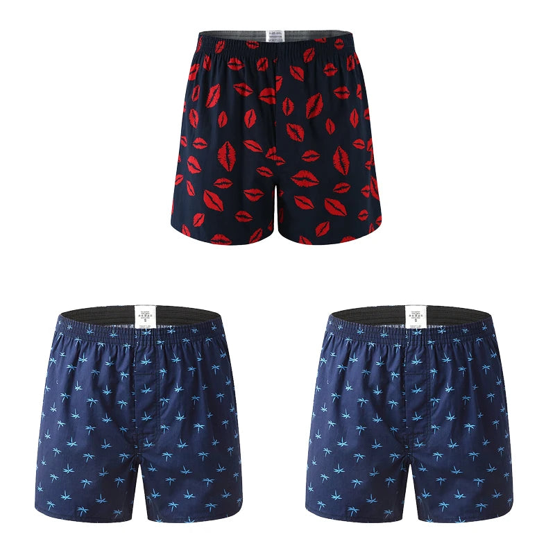 3PCS Men Shorts Boxers Mens Underwear Cotton Loose Shorts Male Plain Underwear Homewear Comfortable Boxer for Man Mens Panties
