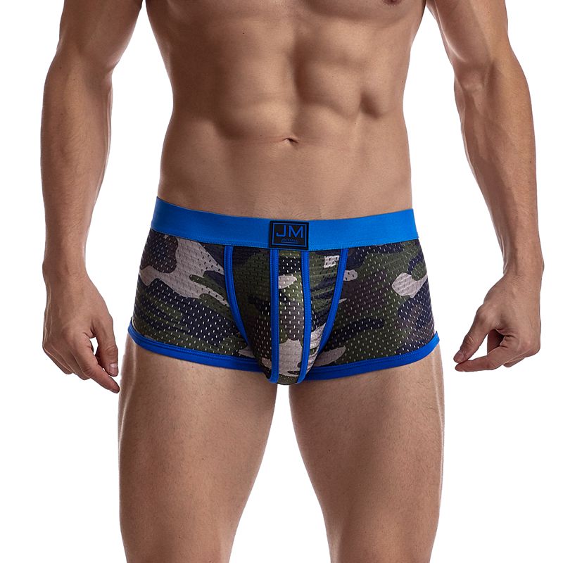 Sexy Underwear Men Boxer Briefs Cueca Gay Male Panties Mesh Camouflage Fashion Men Under Wear Lingerie Underpants Pouch Shorts