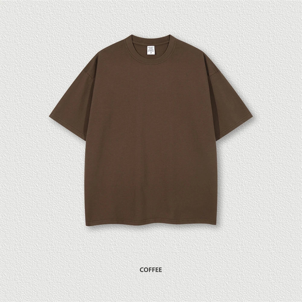 ZODF Trendy Summer 260gsm Cotton Oversized T Shirts For Men Unisex Male Kanye West High Street Solid Tees Brand Tops HY0122