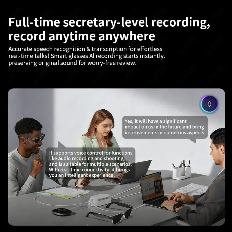 4K HD Camera Glasses Translator AI Glasses Video Recording BT Call Music Glasses Waterproof Sport Bluetooth Smart Sunglasses Men