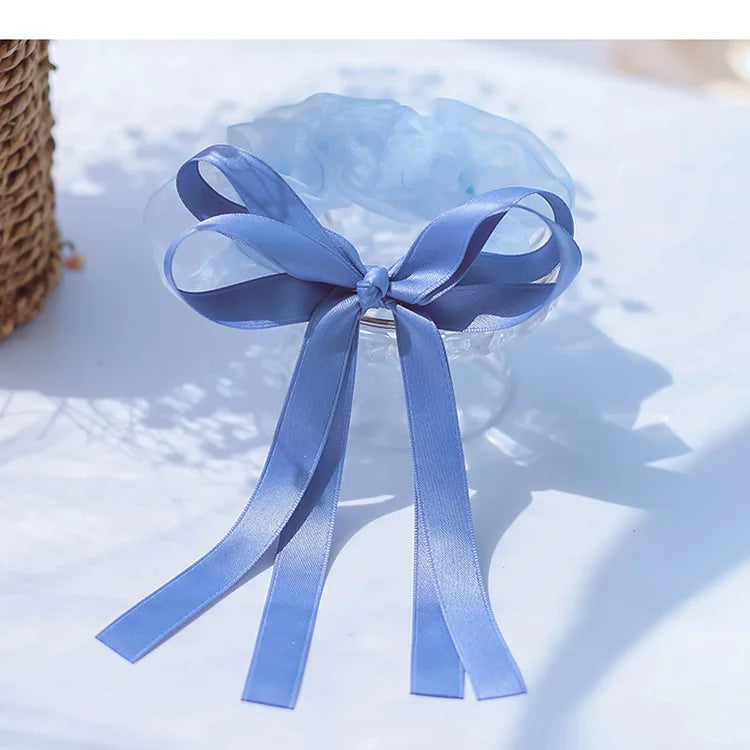 Children's Bow Hair Band Sweet Hair Rope French Large Intestine Ring Solid Color Headband Headwear Girls Kids Hair Accessories