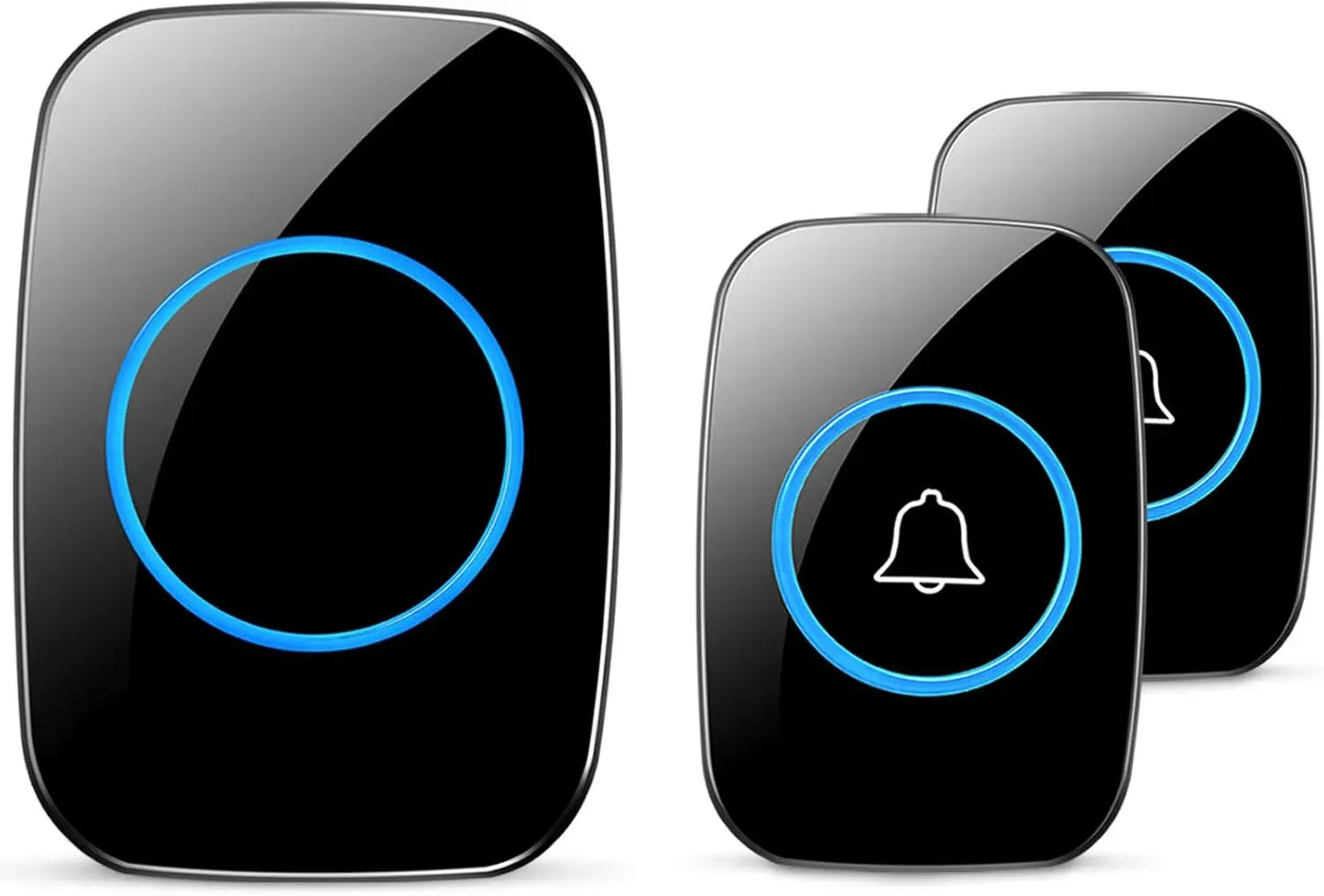 Waterproof Door Bell Kit, Distinguish Front and Rear Doors, Over 1000 feet Range and 60 Chime Wireless Doorbell for Smarthome