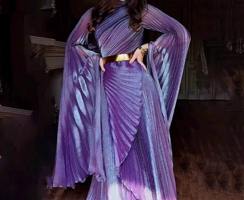 Women's Dresses Temperament Fashion 2025 Autumn New Batwing Sleeve Shawl Split Elegant Party Vestidos Evening Long Dress