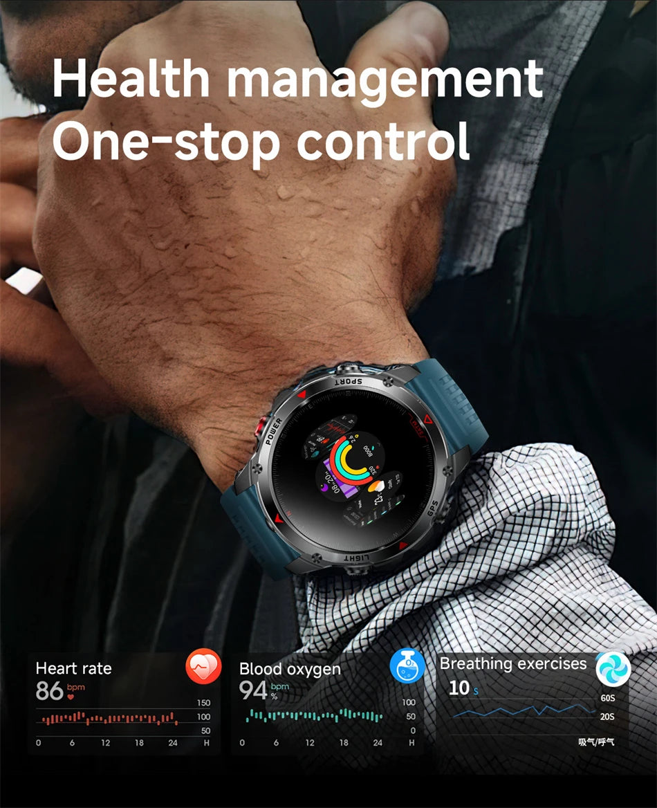 New Military GPS Sports Smart Watch Men Support GNSS Swim 3ATM Waterproof Compass Altimeter BT Call Outdoor Sports Smart Watch