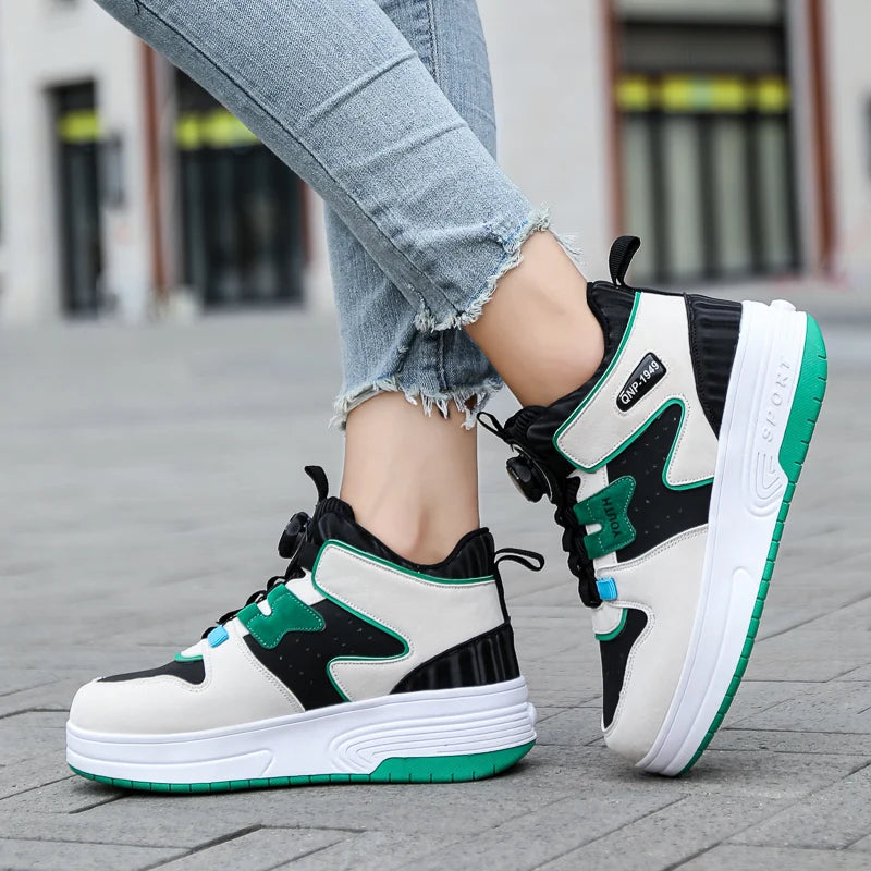 Sneakers for Kids Boys Girls 2Wheels Roller Skate Children Shoes Sports Running Adult Casual Women Tennis Outdoor Size 31-42