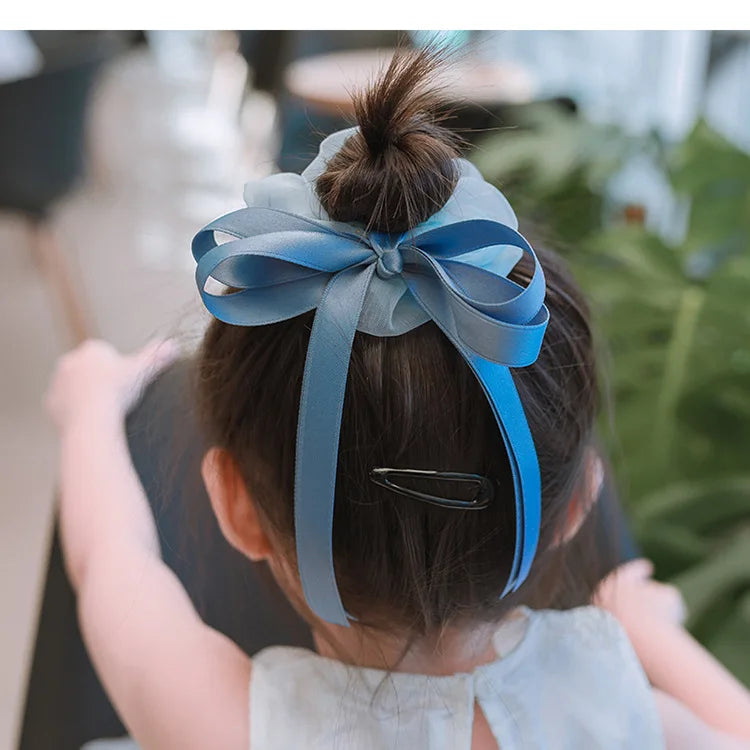 Children's Bow Hair Band Sweet Hair Rope French Large Intestine Ring Solid Color Headband Headwear Girls Kids Hair Accessories