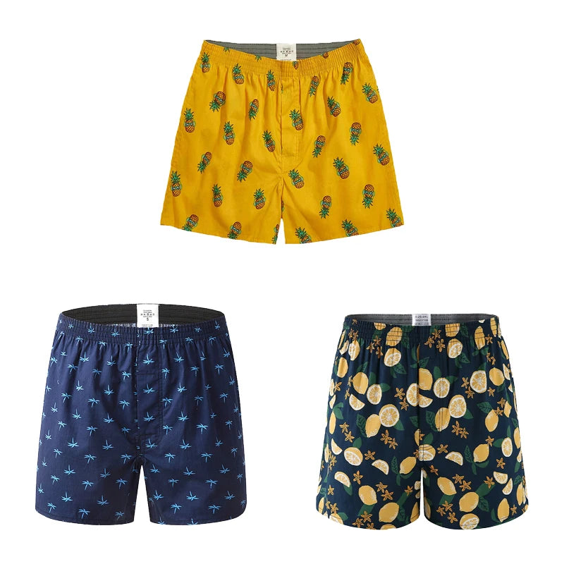 3PCS Men Shorts Boxers Mens Underwear Cotton Loose Shorts Male Plain Underwear Homewear Comfortable Boxer for Man Mens Panties