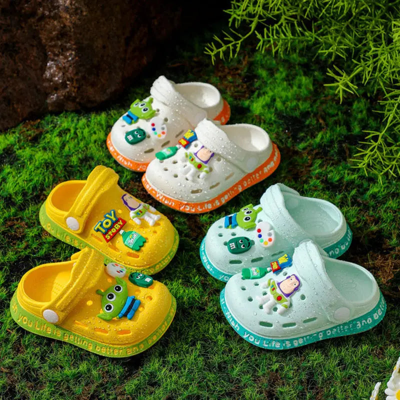 Summer Children Sandals Baby Boy Girl Cartoon Toy Story Buzz Lightyear Print Kids Slipper Indoor Non-slip Soft Beach Shoes 18-29