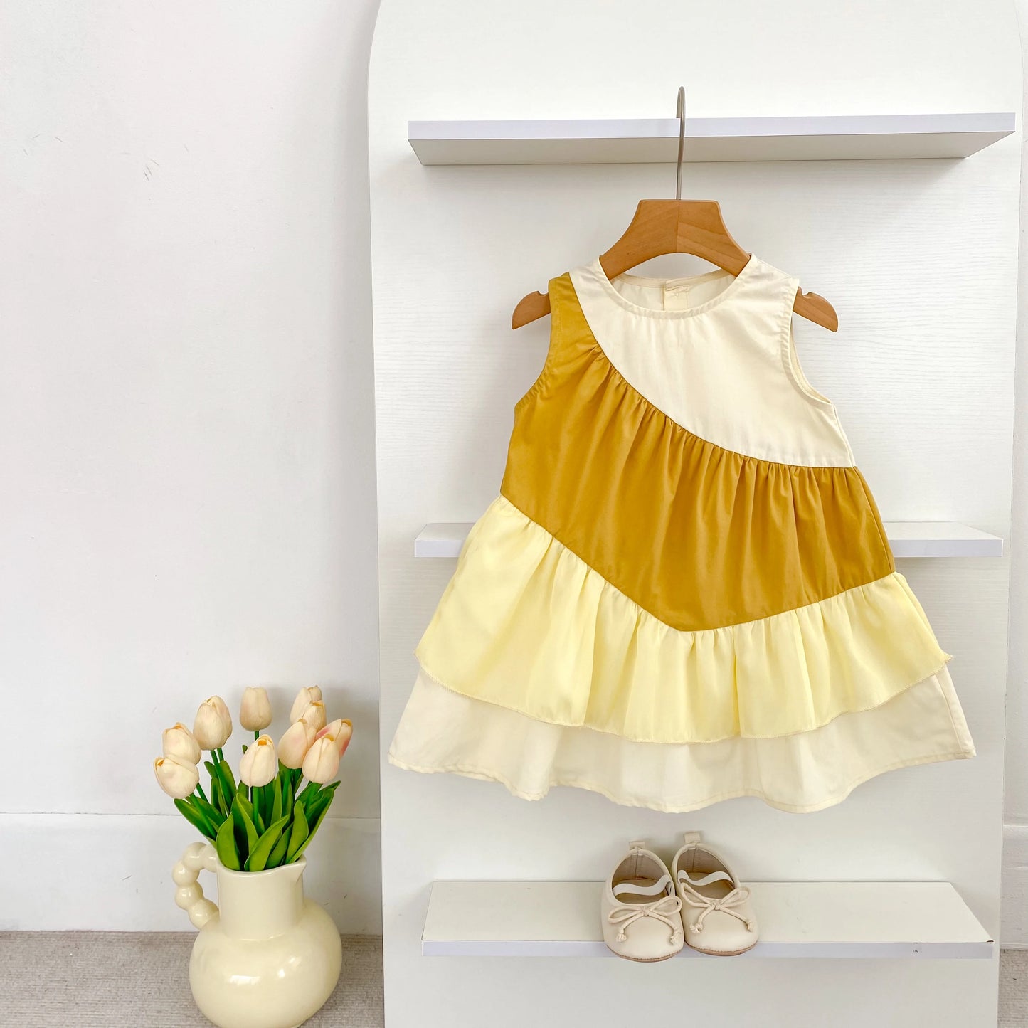 2025 Kids Clothes Summer Cotton Dress Baby Girls Clothes Cartoon Splicing Colors Dresses Children's Clothing Vestidos Cotton