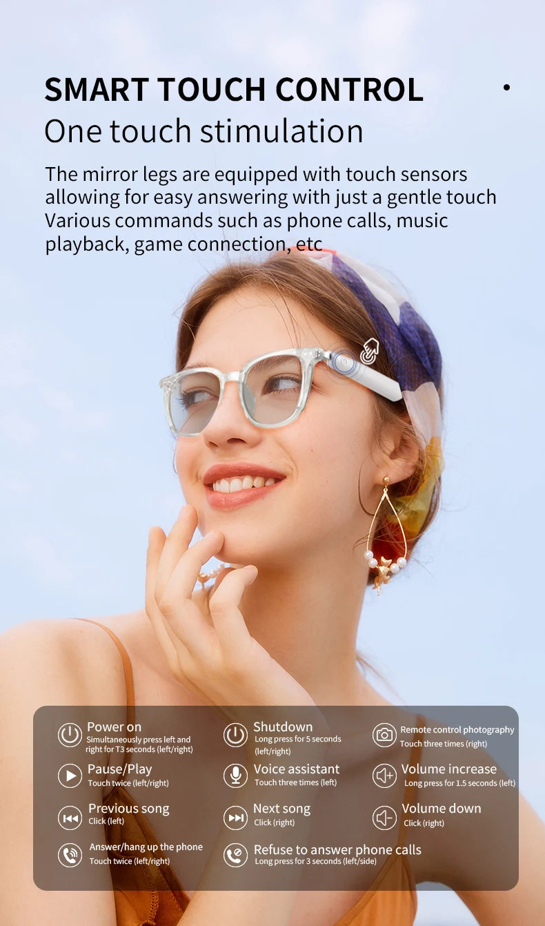 GS07Upgrade Smart Glasses With Camera Video Recording AI Photo Recognition Bluetooth Call Translation Voice Assistant Glasses