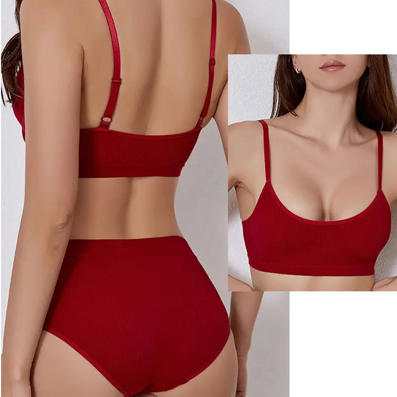 Women Bra Set Panties Sexy Push Up Bralette Female Fitness Seamless Underwear Sports Lingerie Brassiere Set Tank Crop Tops S-XL