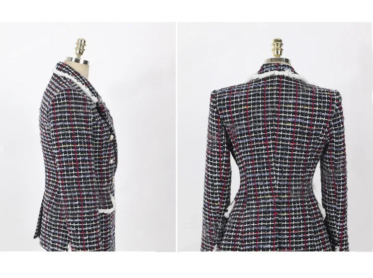 Women's Jacket 2025 Autumn New Celebrity Slim-fitting Long-sleeved Tweed Temperament Coat