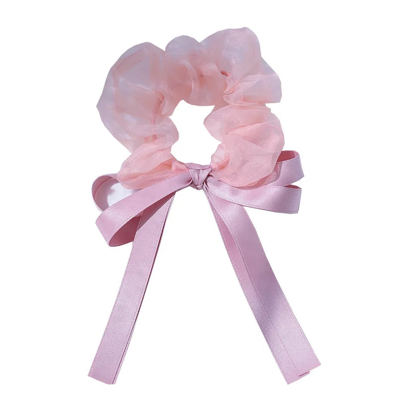Children's Bow Hair Band Sweet Hair Rope French Large Intestine Ring Solid Color Headband Headwear Girls Kids Hair Accessories