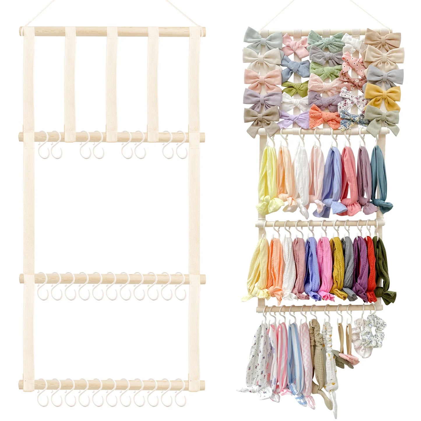 Hair Accessory Organizer With 8 Hooks Hanging Storage Rack For Hair Clips Hat Headband Space Saving Bathroom Bedroom Door Closet