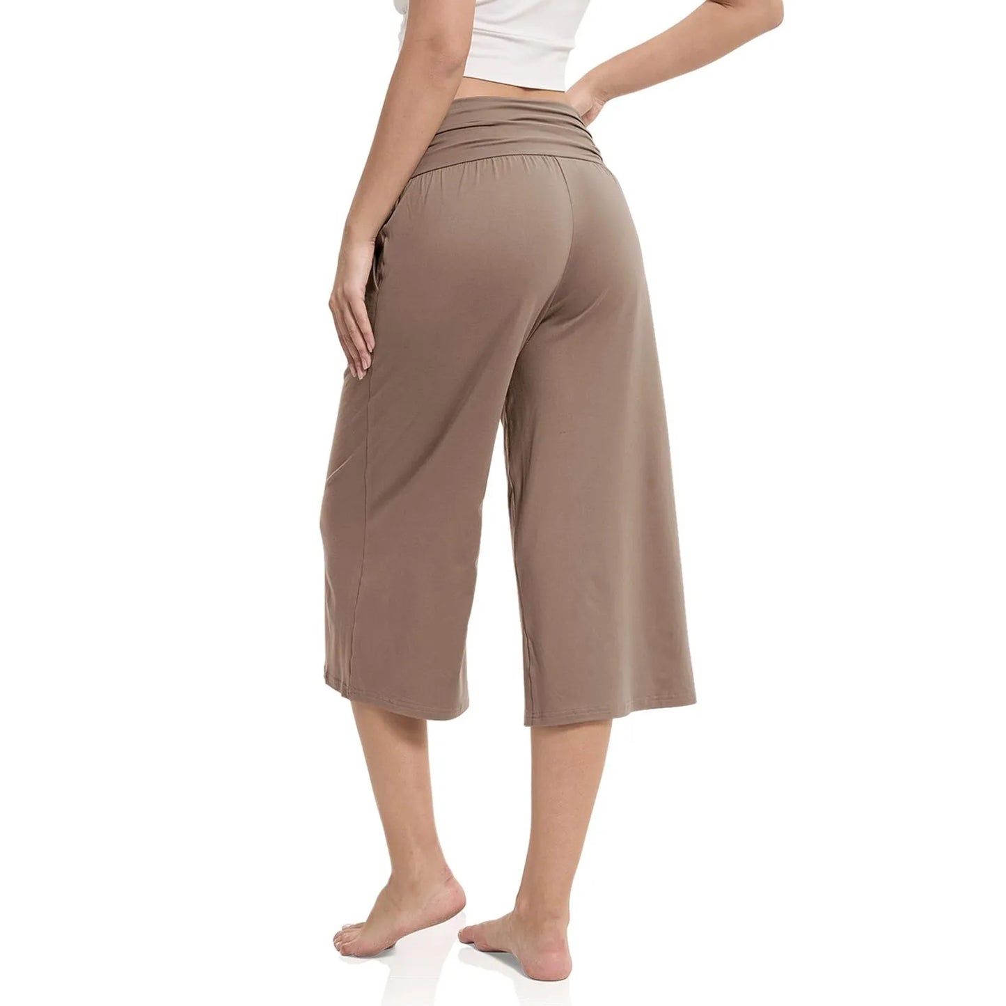 women pants summer loose cropped pants High Waist Solid Color Casual Trousers Pants With Pockets cozy breathable pantalon femme