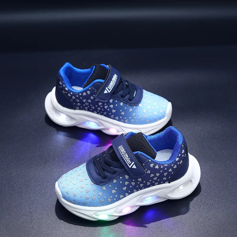 Kids' Casual Shoes Children Led Light Spring Outdoor Sneakers For Breathable Anti-slip Black  Blue Pink Size 21-30