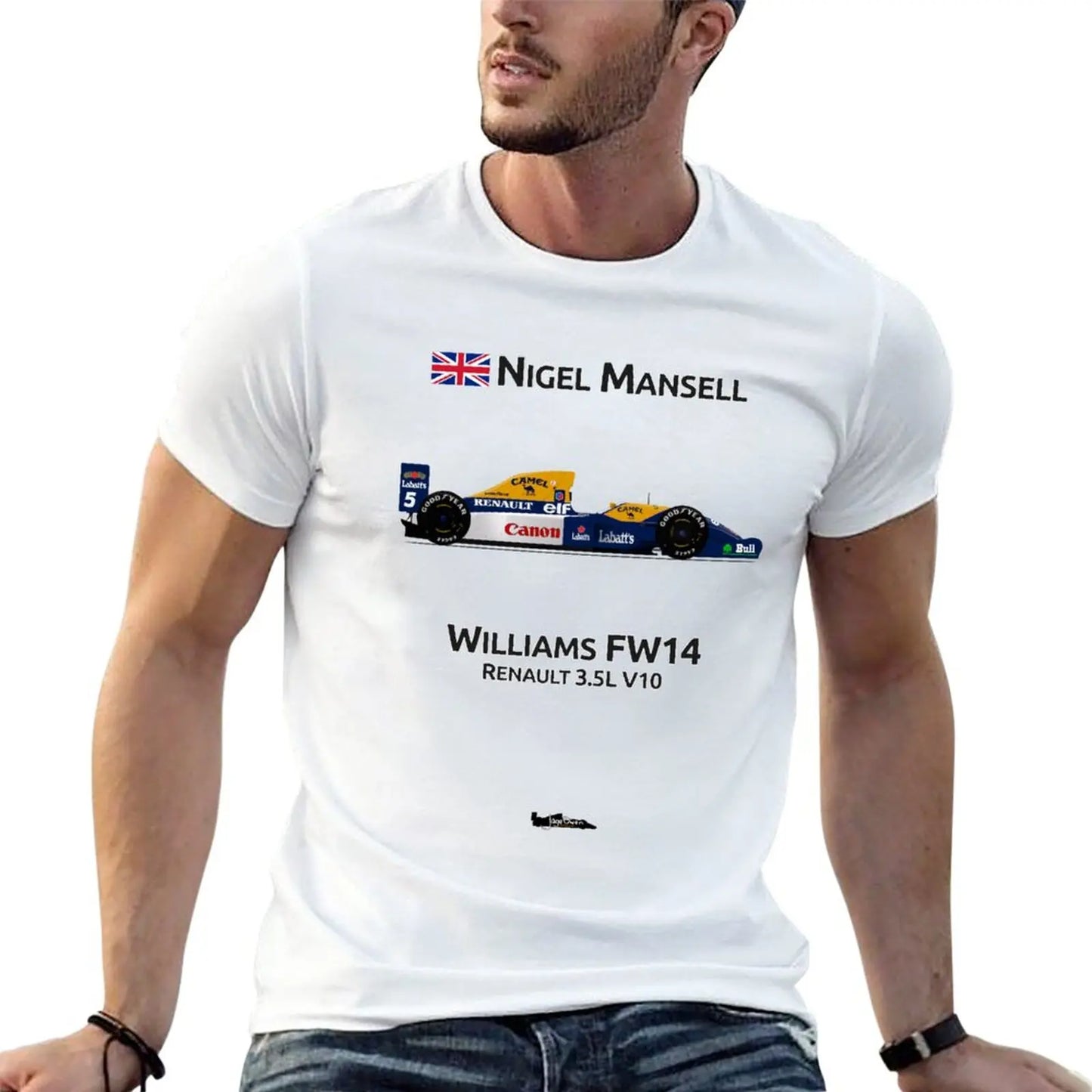 Nigel Mansell - Williams FW14 T-Shirt heavyweight t shirts oversized t shirt big and tall t shirts for men