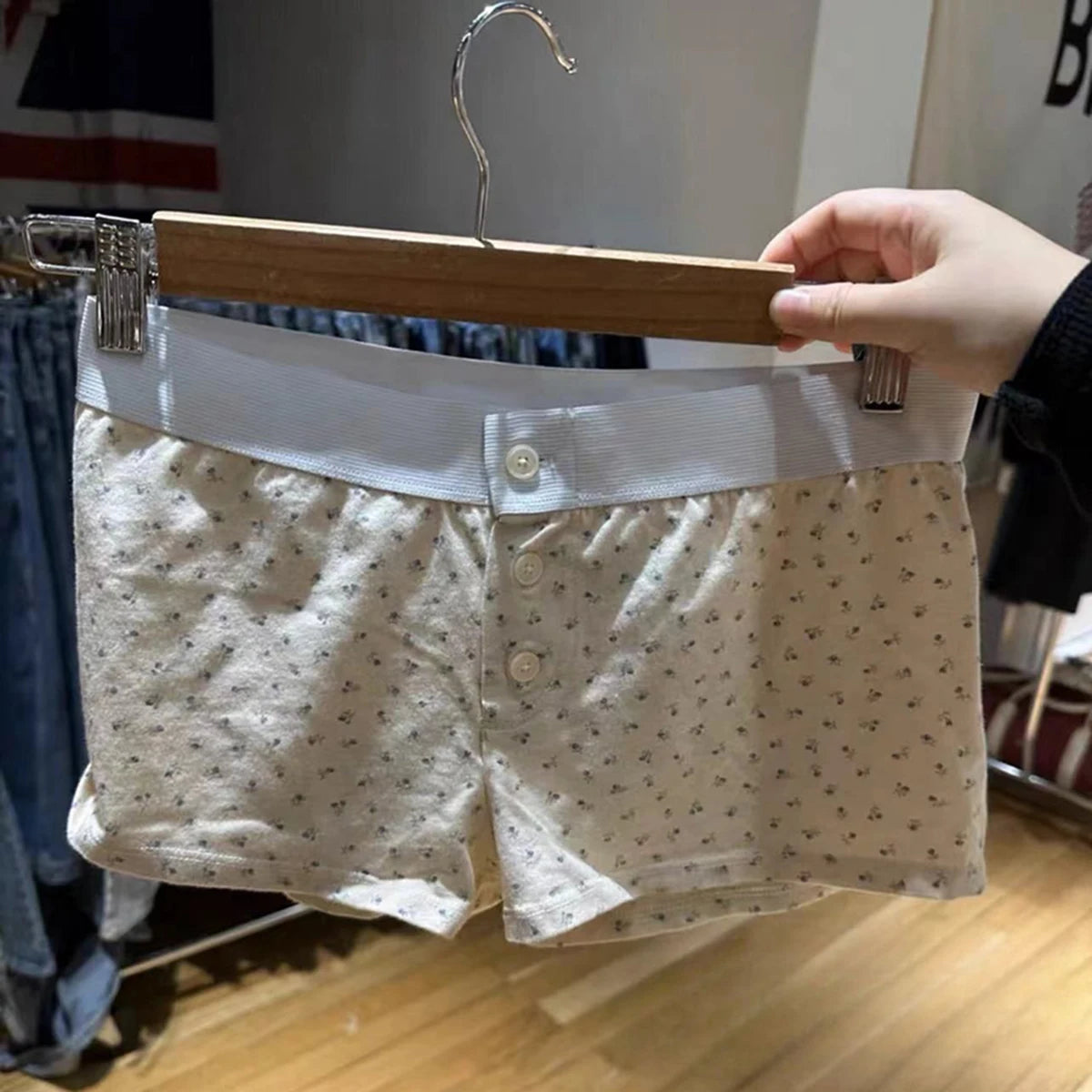 Purple Floral Print Home Shorts Summer Patchwork Elastic Waist Straight Short Pant Casual Cute Cotton Pants Woman Clothing