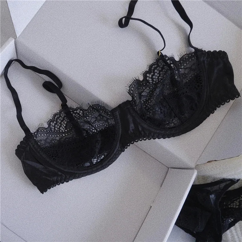 Women's Underwear Bralette Set Sexy Lingerie Lace Erotic Brassiere Female Underwear Lace Bra Panties G-String Bra and Brief Sets