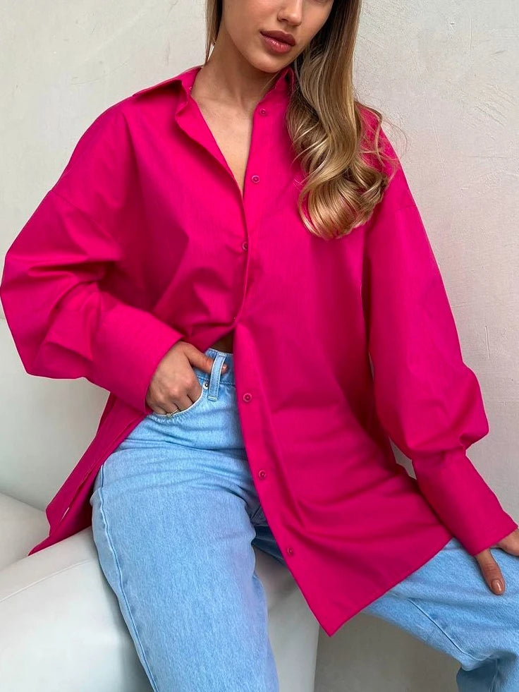 100% Cotton Shirts for Women 2025 Casual Loose Fashion Long Sleeve White Shirt Single Breasted Design Elegant Blouse for Women