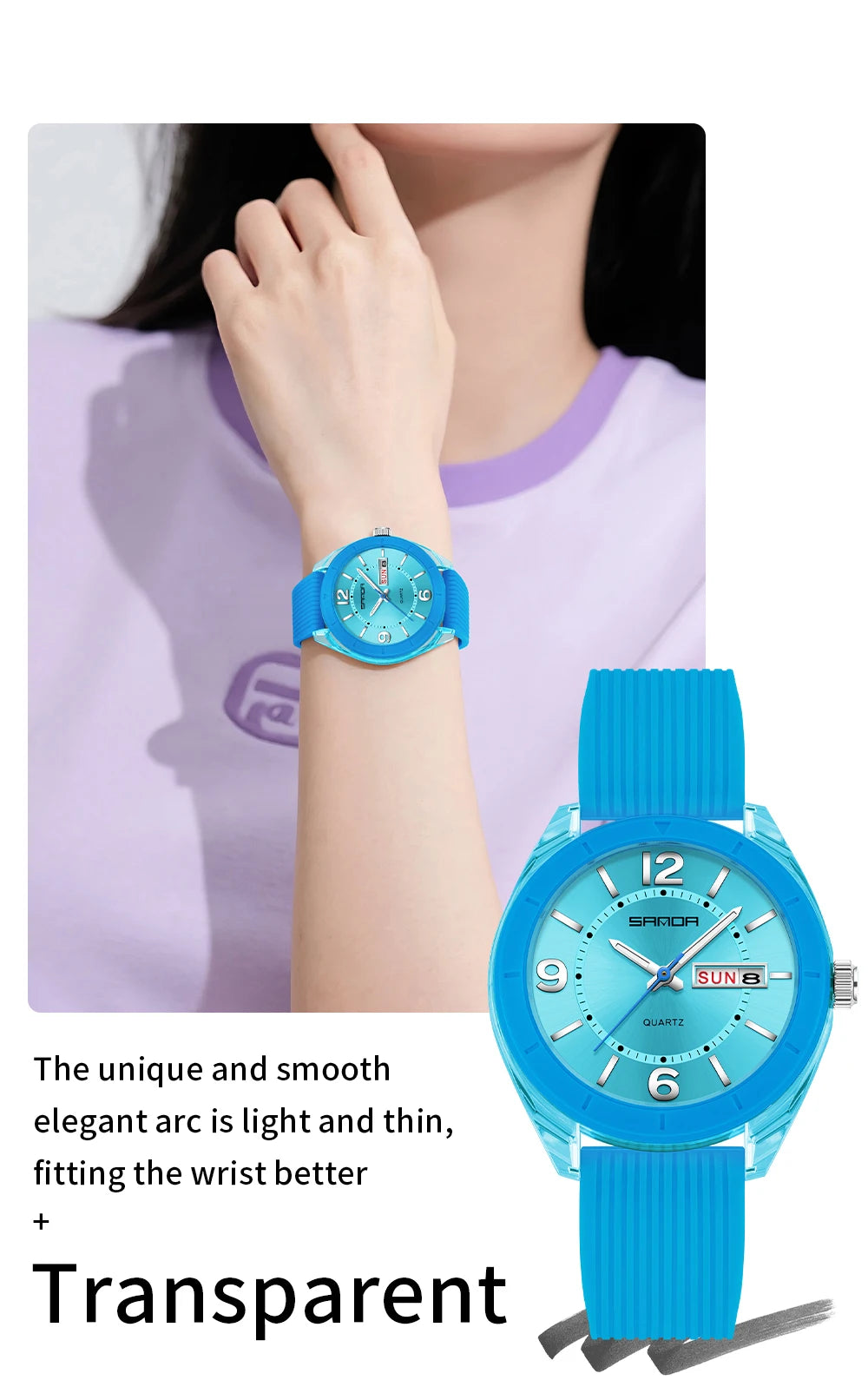 SANDA New 6287 Male And Female Students Leisure Exam Quartz Watch Night Light waterproof Double Calendar Quartz Watch