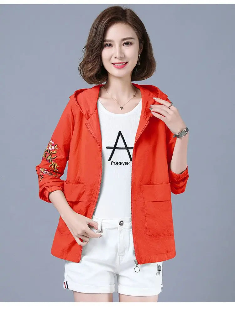 Summer Jackets For Women 2025 Outerwears Cool Thin Coat Middle Aged Mother Clothes Korea Fashion Women's Clothing Embroidery