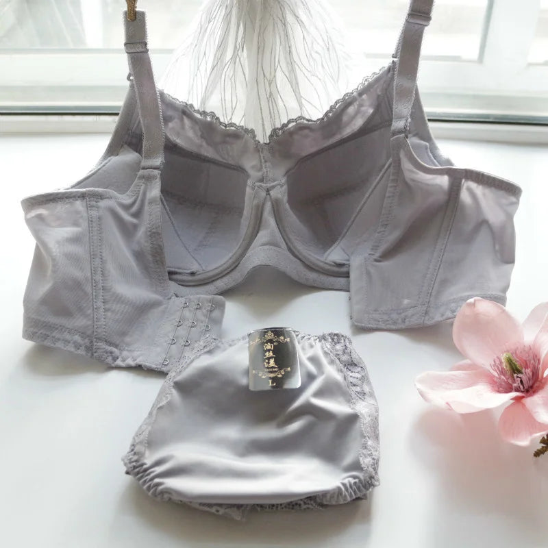 Bra Set Plus Size Female Lingerie B C D E F G H Cup Women Underwear Panties Briefs 34 36 38 40 42 44