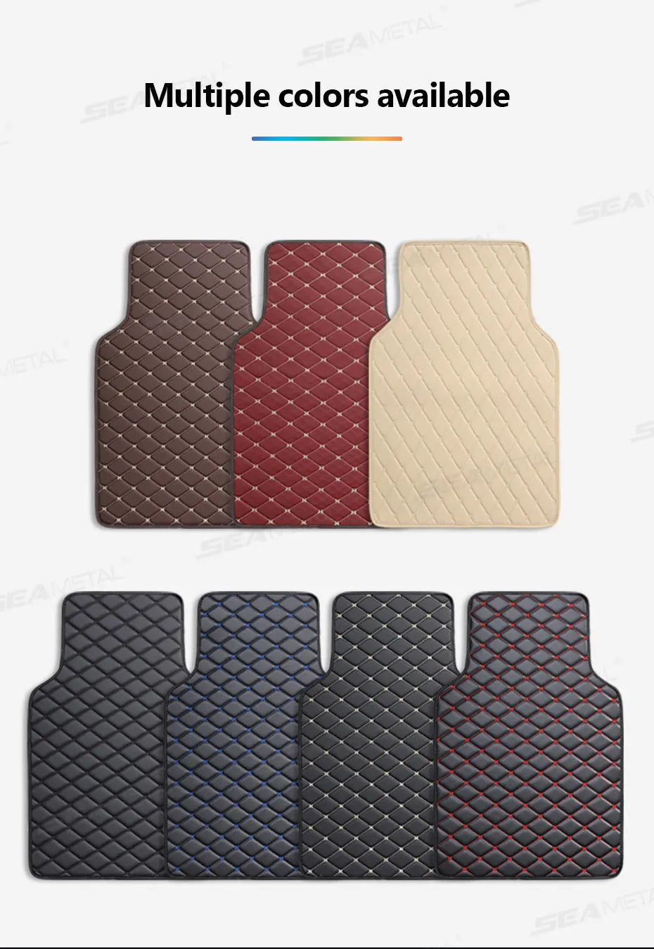 SEAMETAL 4Pcs Car Floor Mat Full Set Universal Non-Slip Auto Carpet Waterproof All-Weather Car Mat Anti Scratch Cargo Liner