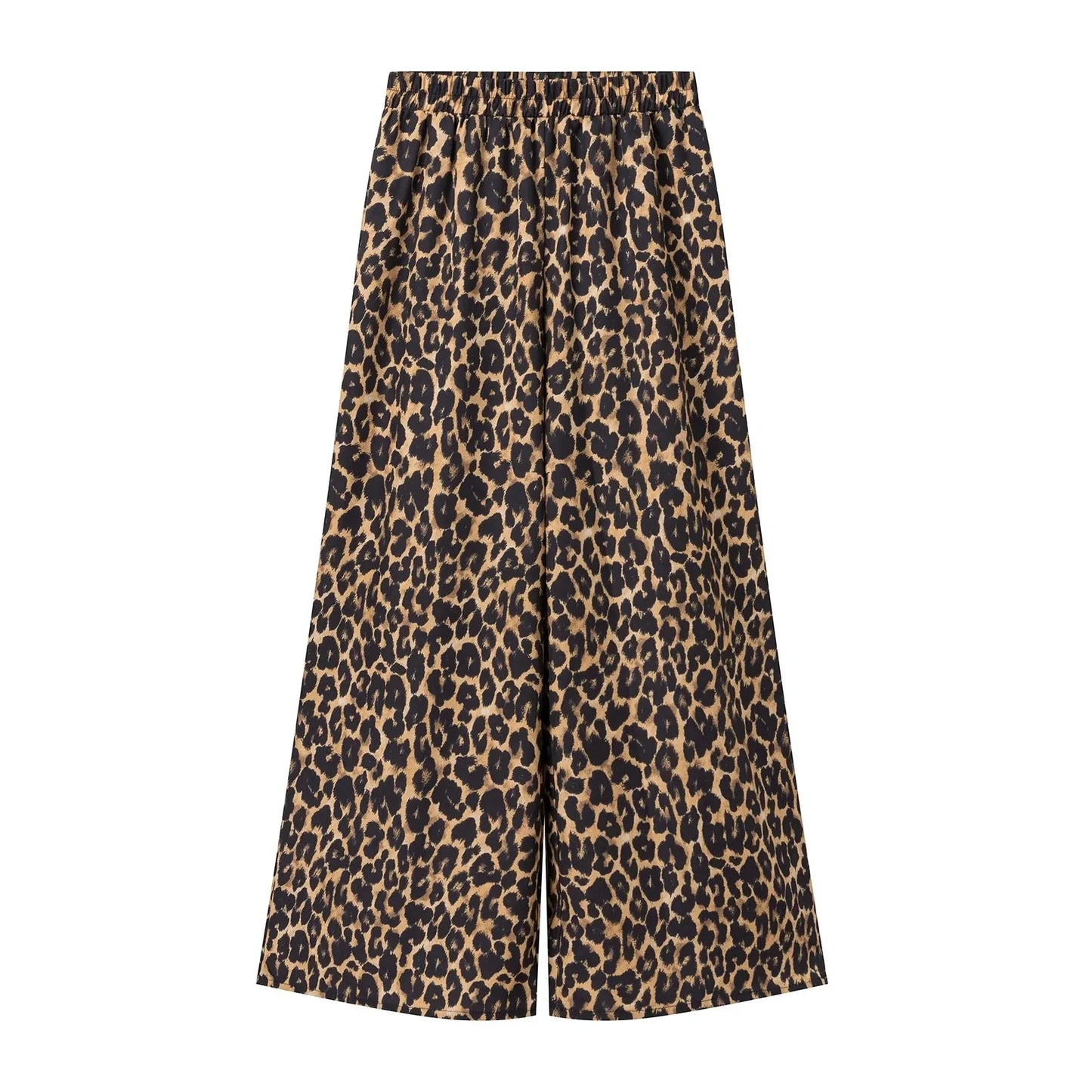 Women Summer New Women's Fashion Versatile Animal Print Elastic Waist Drop Mid Waist Wide Leg Pants