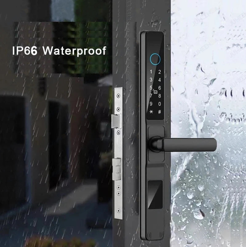 Waterproof Sliding Door Smart Lock TTLock App Alexa Fingerprint Digital Code RFID Card Anti-Lock Aluminum Glass Electronic Lock