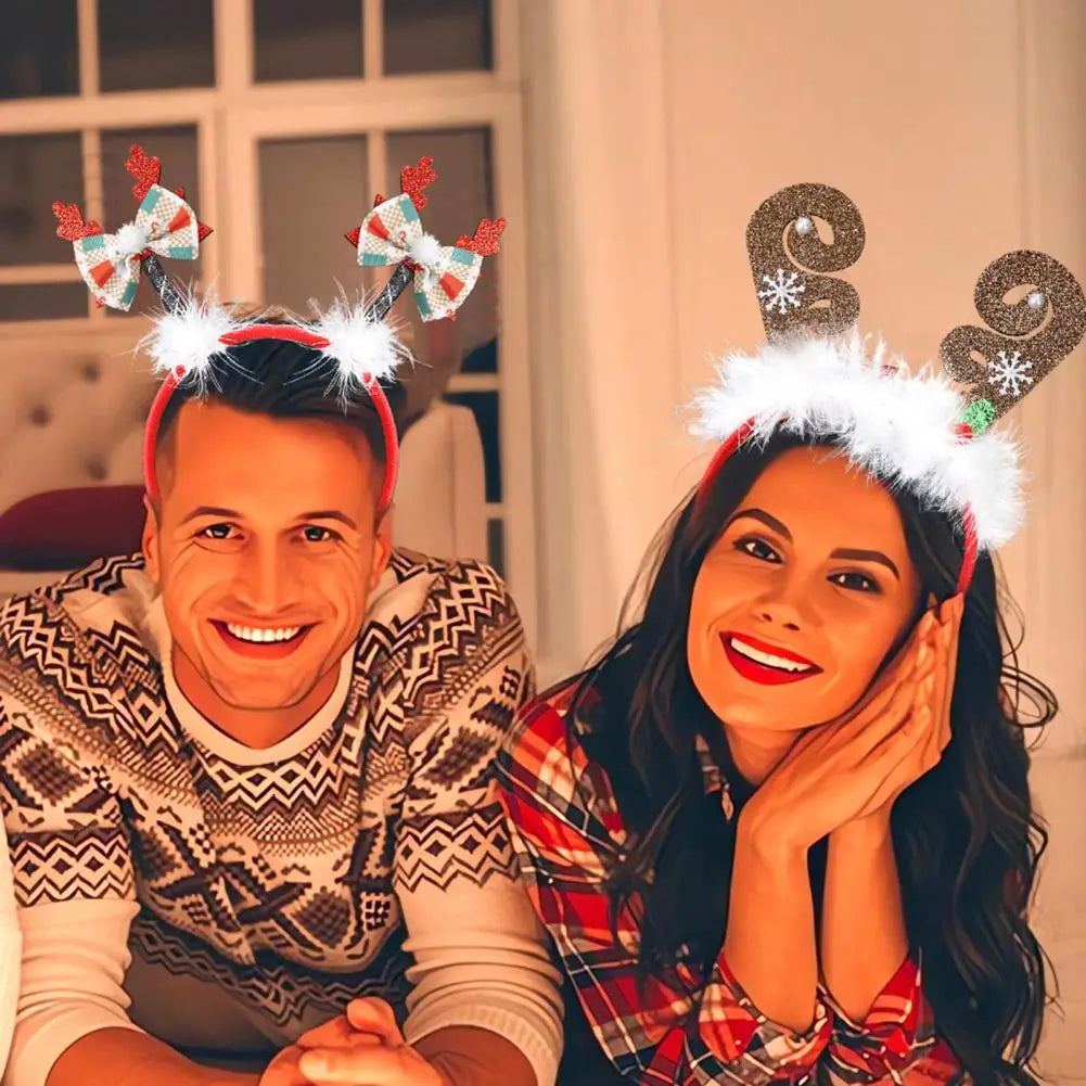 Christmas Headbands Snowman Reindeer Antler Headband Santa Hat Antlers Hair Hoop Plastic Festive Holiday Headbands