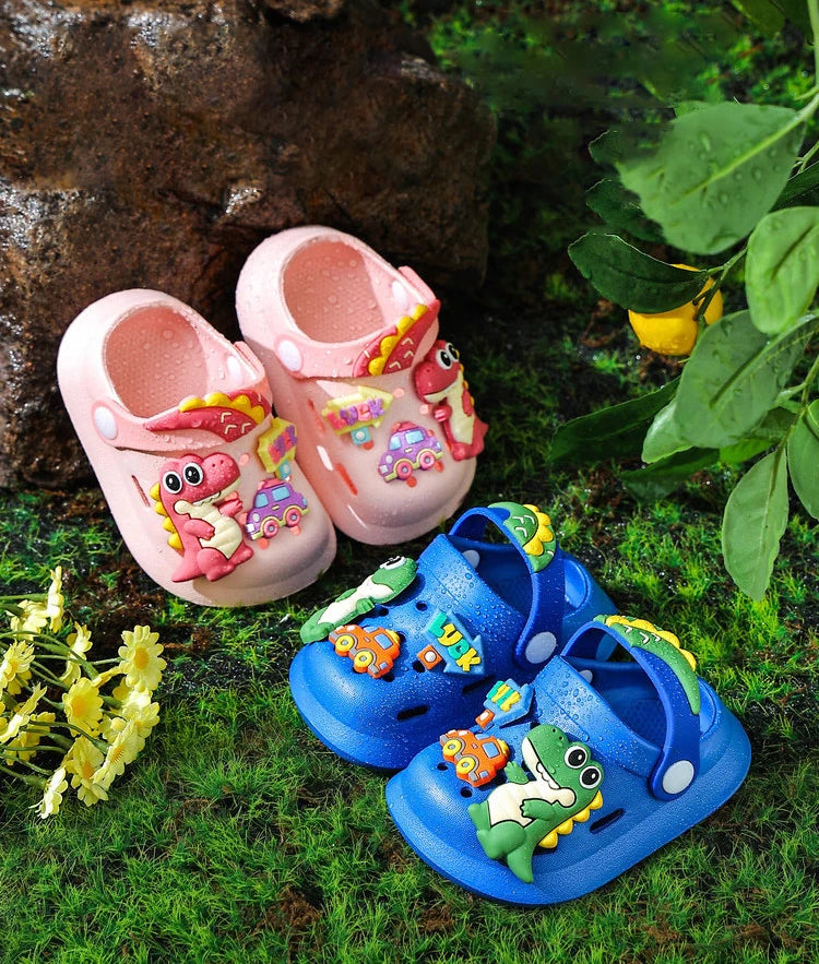 Summer Kids Sandals Children's Shoes Slippers Soft Anti-Skid Cartoon DIY Design Hole Baby Shoes Dinosaur Beach For Boys Girls