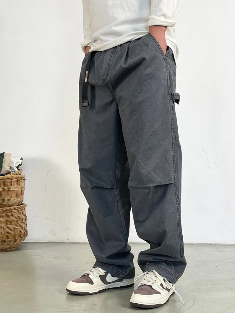 American High Quality Vintage Plus Size Cargo Men Pants Streetwear Baggy Casual Pants Harajuku Trend Straight-Leg Trousers Male