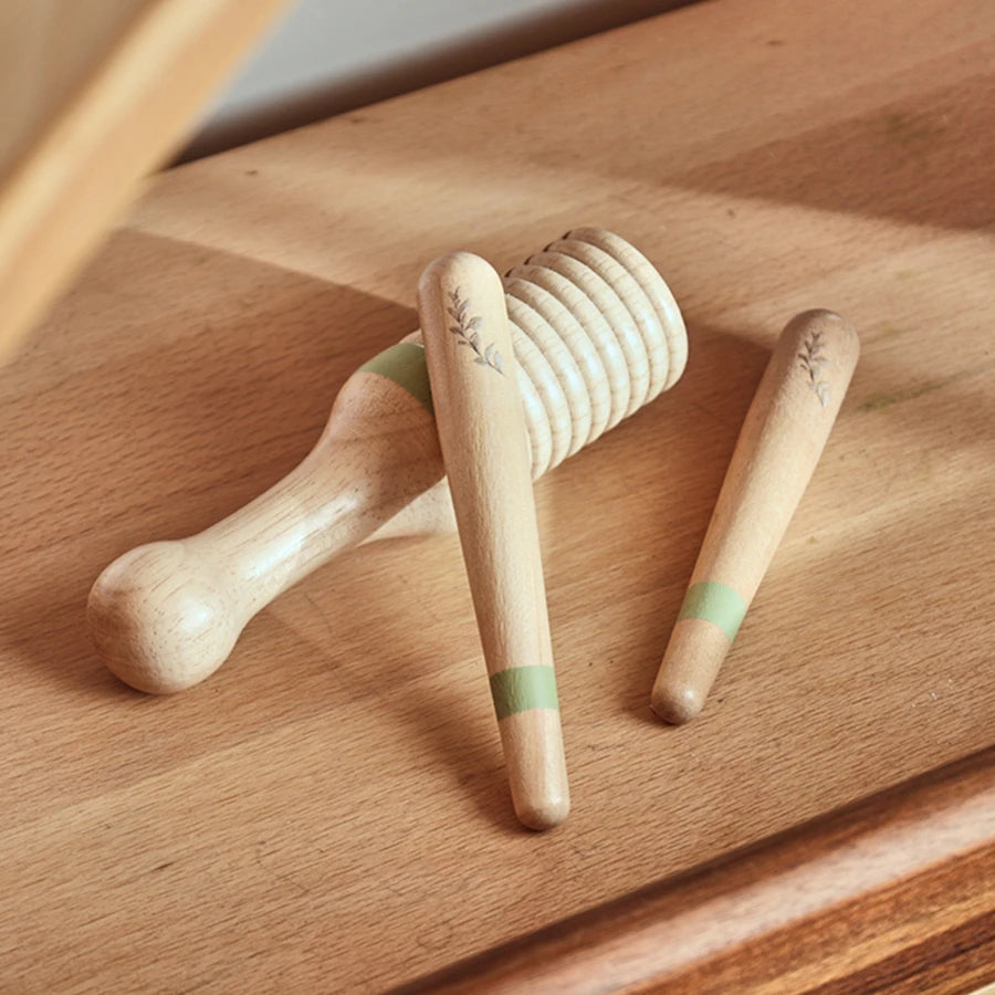 Kids Wooden Montessori Toys Musical Instruments Rattle Toys Wooden Squirrel Percussion Instruments Preschool Educational Toys