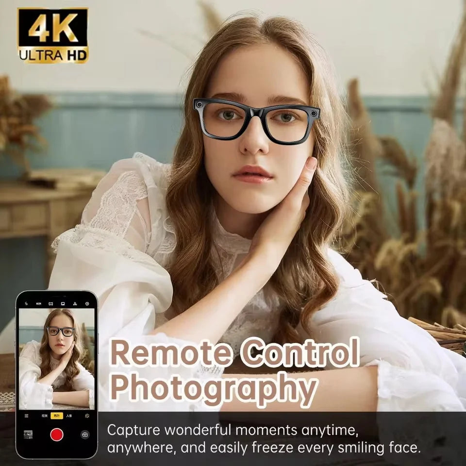 New Camera Glasses 800w Pixel 4K UHD Camera Recording Noise Reduction Ai Recognition Translation Anti Blue Light Smart Glasses