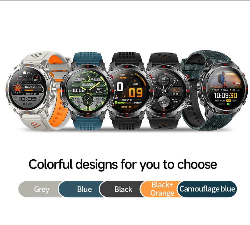 New Military GPS Sports Smart Watch Men Support GNSS Swim 3ATM Waterproof Compass Altimeter BT Call Outdoor Sports Smart Watch