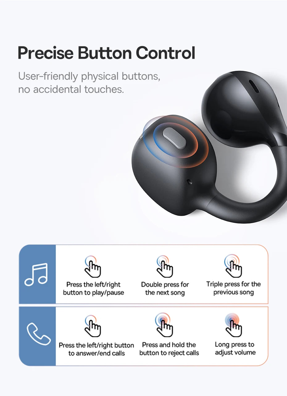 Baseus BC1 Earphones OWS Ear Clip Wireless Bluetooth 6.0 Headphones 4 Mic Call Noise Reduction Earbuds Low Latency Gamer Headset