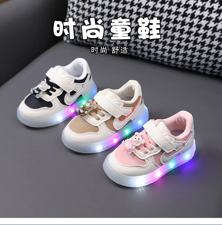 Shoes Children1-6Years Old2Girls Light Board Shoes2025Spring Kids' Leather Casual Shoes Soft Bottom Toddler Shoes