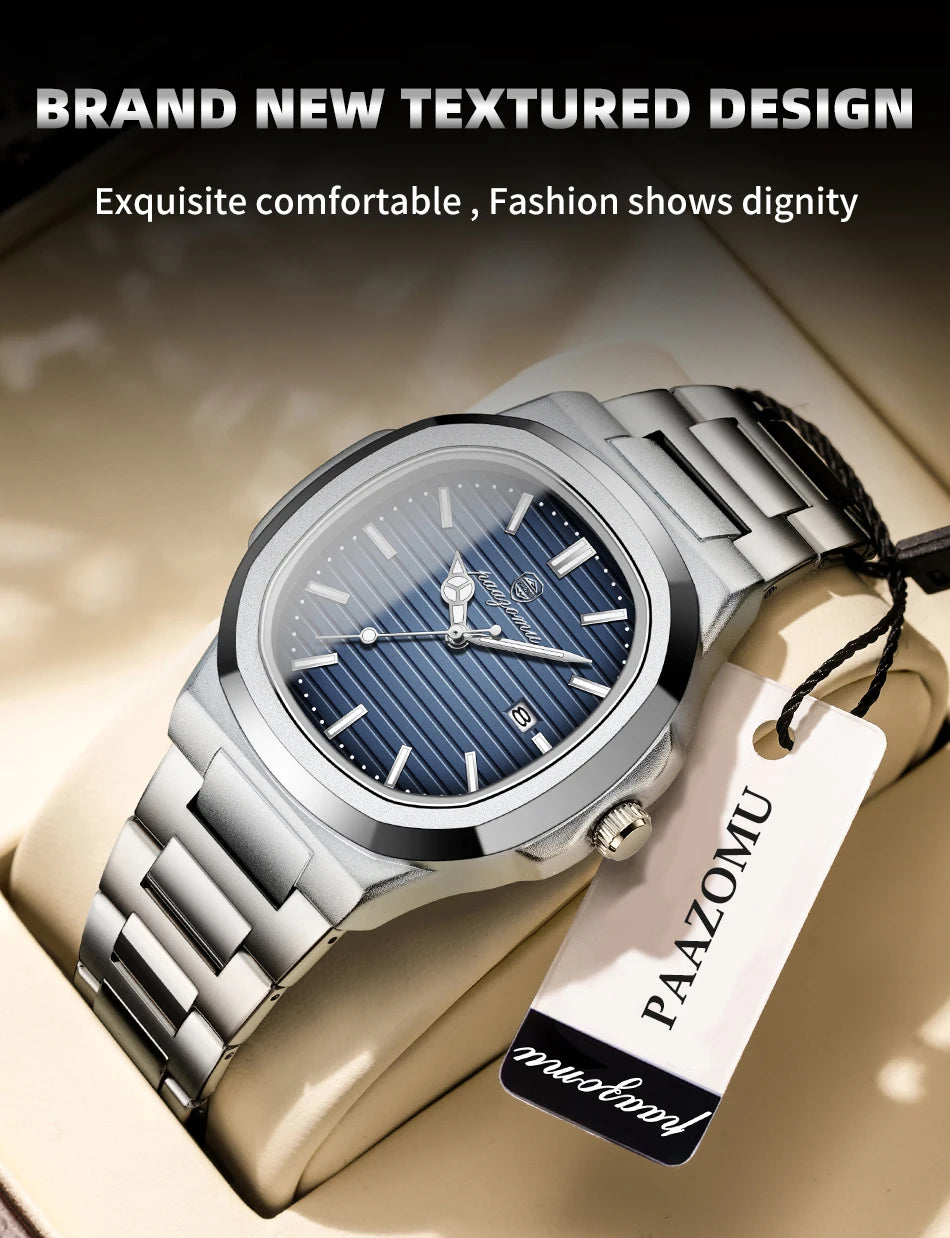 PAAZOMU 2025New Men Stainless Steel Watch Quartz Waterproof Male Clock Business Watch Mens Watches Top Brand Luxury Men Watch