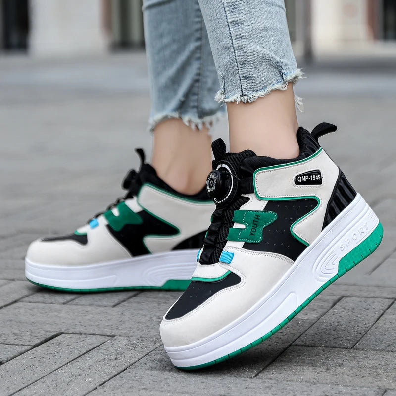 Sneakers for Kids Boys Girls 2Wheels Roller Skate Children Shoes Sports Running Adult Casual Women Tennis Outdoor Size 31-42