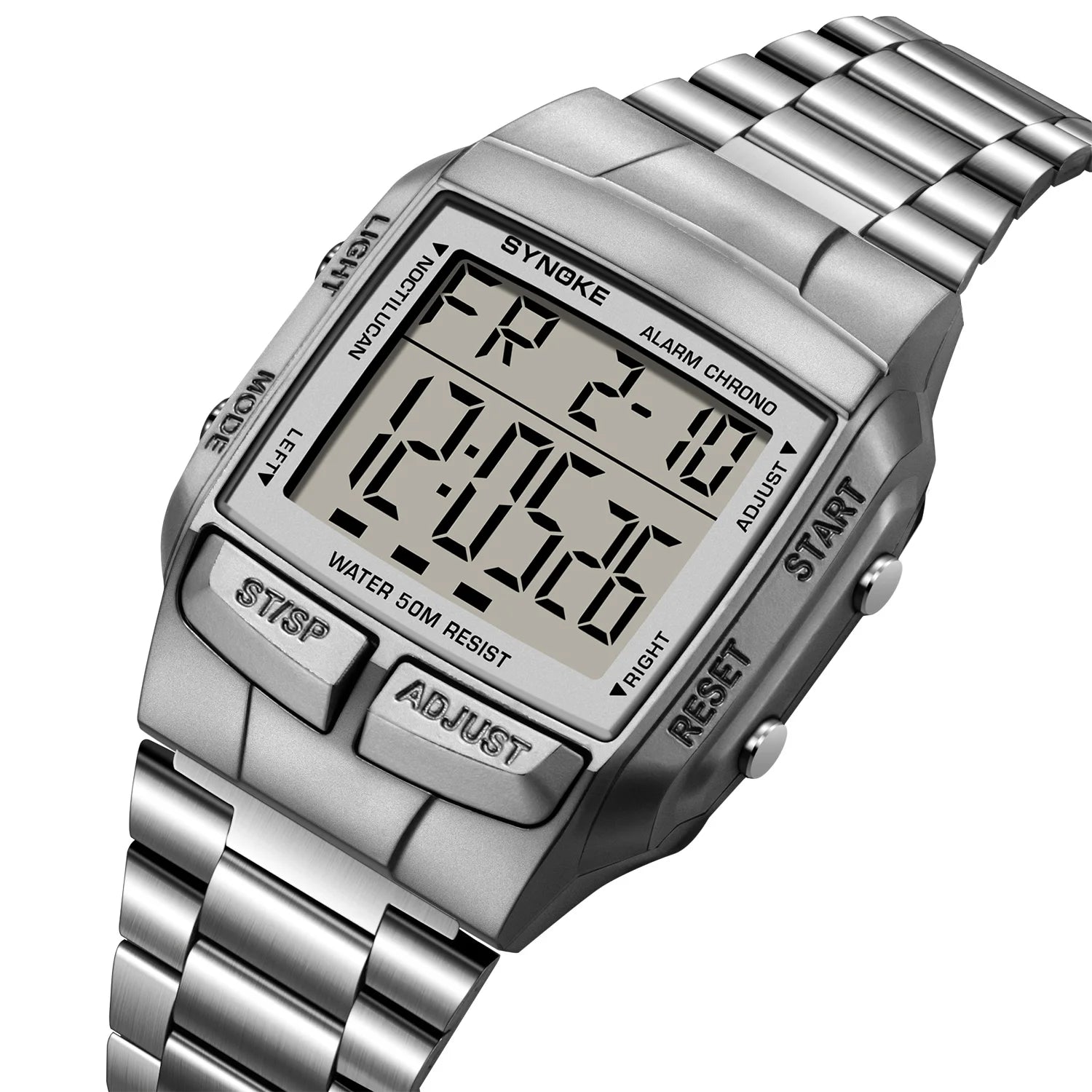 Mens Sports Digital Waterproof Watch, Multifunctional Wrist Watches For Men, Plastic Case Alloy Strap