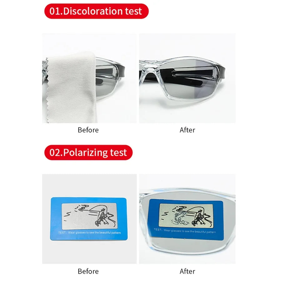 Photochromic Polarized Sports Vintage Sunglasses Men Women Fishing Cycling Driving Mountaineering Chameleon Sun Glasses UV400
