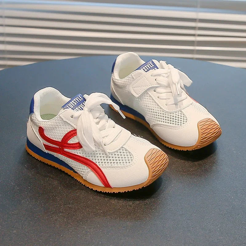 Children's Sneakers Four Seasons 3-18 Years Old Mesh Breathable Boys Girls Tennis Shoes Blue Hundred Non-slip Kids Single Shoes